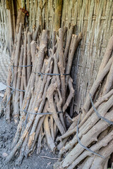 pieces of firewood behind the house