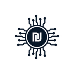 Digital shekel currency. Financial technology icon concept isolated on white background. Vector illustration