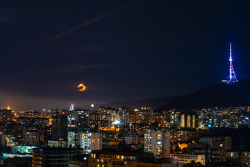 Rising of Supermoon in Tbilisi