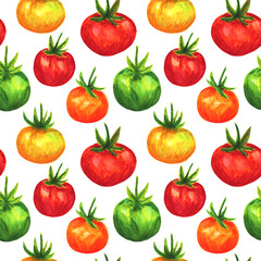 Tomato seamless pattern. Illustration for fabric und textile design, wallpaper, wrapping, food design, decoration.