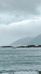 Winter Autumm Cold Island Fog Beach Rainforest Background Nature Trees Leaves Green Blue Landscape Cloud Castelhanos Ilhabela Brazil