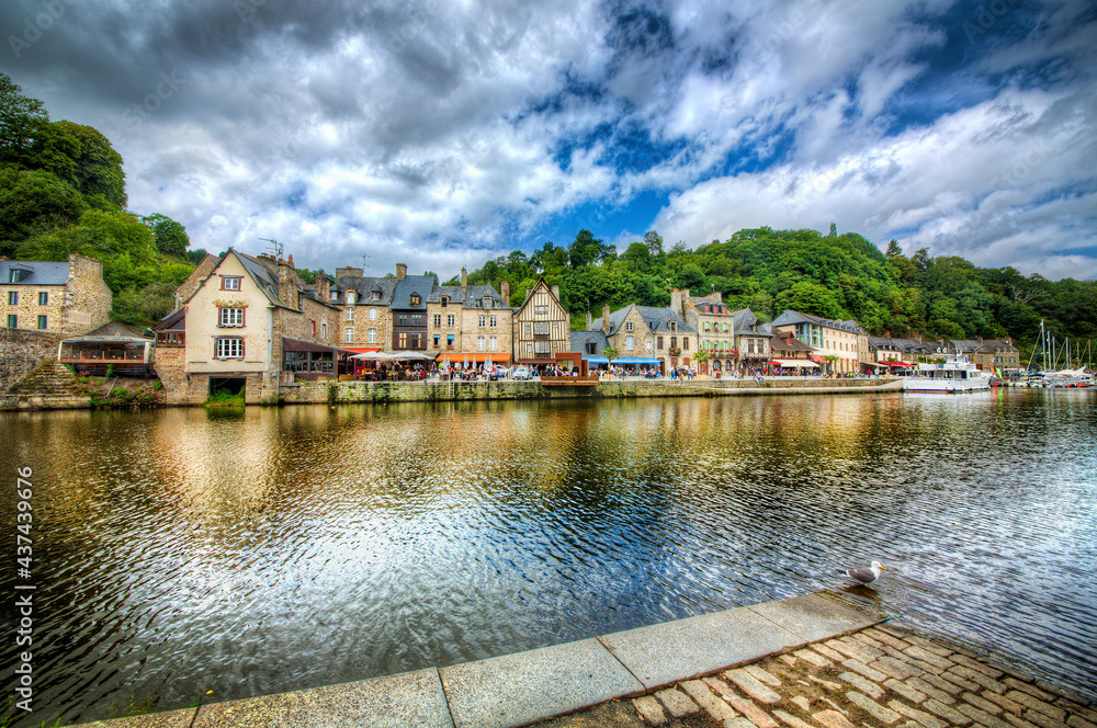 Wall mural the port of dinan, river rance, brittany, france