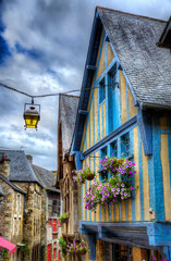 Fototapeta na wymiar From Rue du Petit Fort, Dinan, Brittany, France