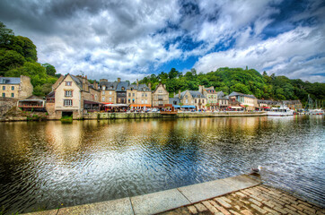 Obraz premium The Port of Dinan, River Rance, Brittany, France