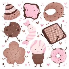 cute sticker pack with sweets
