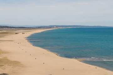 Fototapeta na wymiar Vu sur la plage de la Franqui, région de Narbonne, France