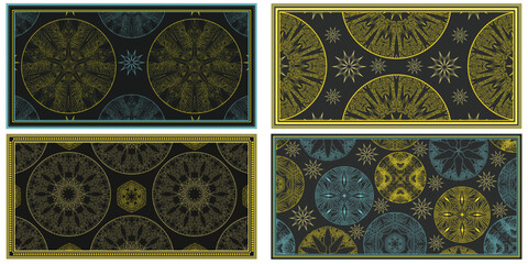 Set of backgrounds with ornament. Scarf designs. Pareo designs. 