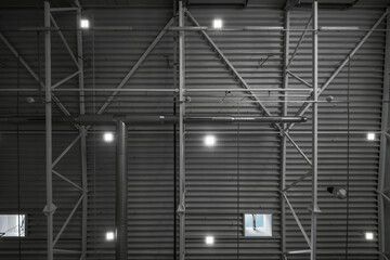 Industrial metal ceiling with led lights