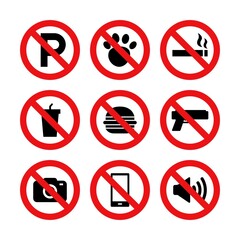 Prohibition and restriction signs vector set
