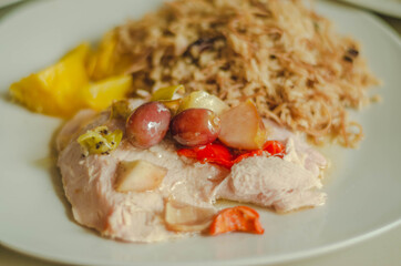 cena navideña - pavo relleno con arroz árabe