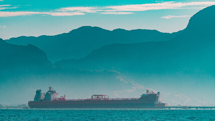 Ship Boat Oil Container Transport Sea Blue Landscape Port Shipping 