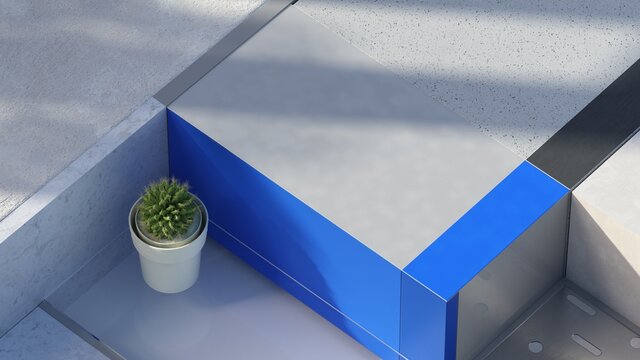 3d rendering of blue abstract phone on a sunny outdoor background environment 