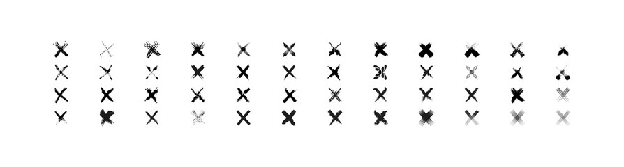 Naklejka premium Symbol cancel, cross, wrong or X. Vector illustration set.