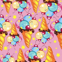 Foto op Plexiglas Seamless vector pattern cute mermaid in ice cream cone © alinart