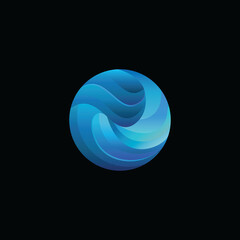 Vector Logo Initial Letter O And Wave with gradient colorful