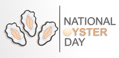 Cute sticker with national oyster day lettering on white background.