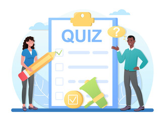 taking a quiz on clipboard with checklist