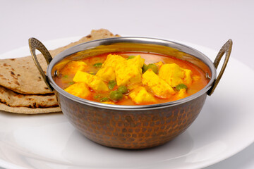Indian style cottage cheese dish or curry with roti