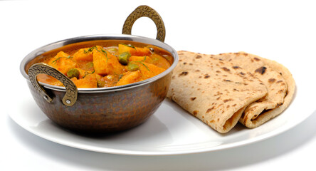 Indian style cottage cheese dish or curry with roti