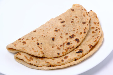 Indian style bread or roti served in a plate