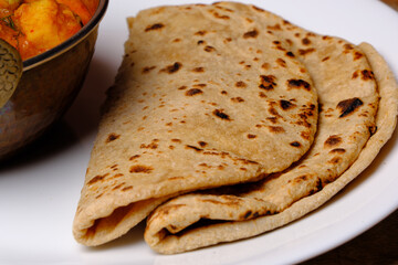 Indian style bread or roti served in a plate