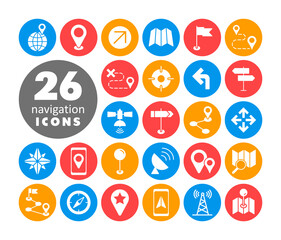 Maps, location, navigation vector glyph icons set
