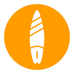 Surfboard vector white glyph icon. Summer sign