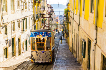 yellow tram in the city