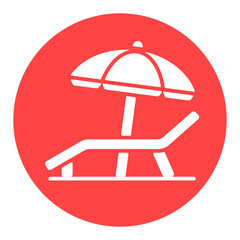 Lounger Beach Sunbed Chair vector white glyph icon