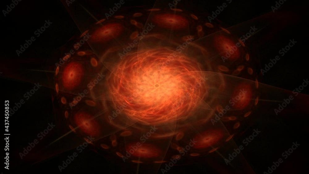 Poster colorful plasma sphere with energy charges. computer generated sci-fi motion background. seamless lo