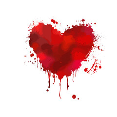 vector illustration of grunge heart made with red ink. Valentine's day theme. Bloody heart