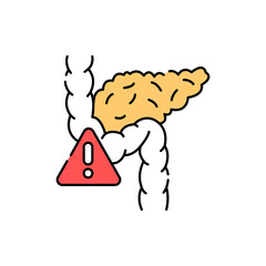 Pancreatic disease line color icon. Diabetes treatment concept. Pharmacy.
