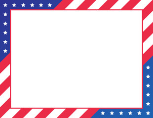 Patriotic Stars and Stripes, July 4th Banner, US Flag Banner, Memorial Day Background, Veteran's Day Background, Independence Day Frame, Red and White Stripes, Vector Illustration Background