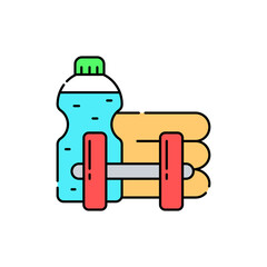 Physical activity line color icon. Diabetes treatment concept. Pharmacy.