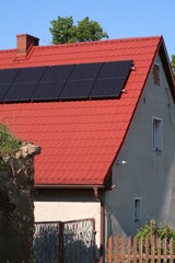 Photovoltaic cells on the roof of the house