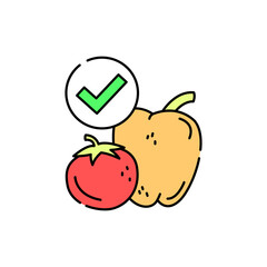 Vegetables line color icon. Beverage intolerance.