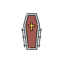 Coffin line color icon. Religion. Sign for web page