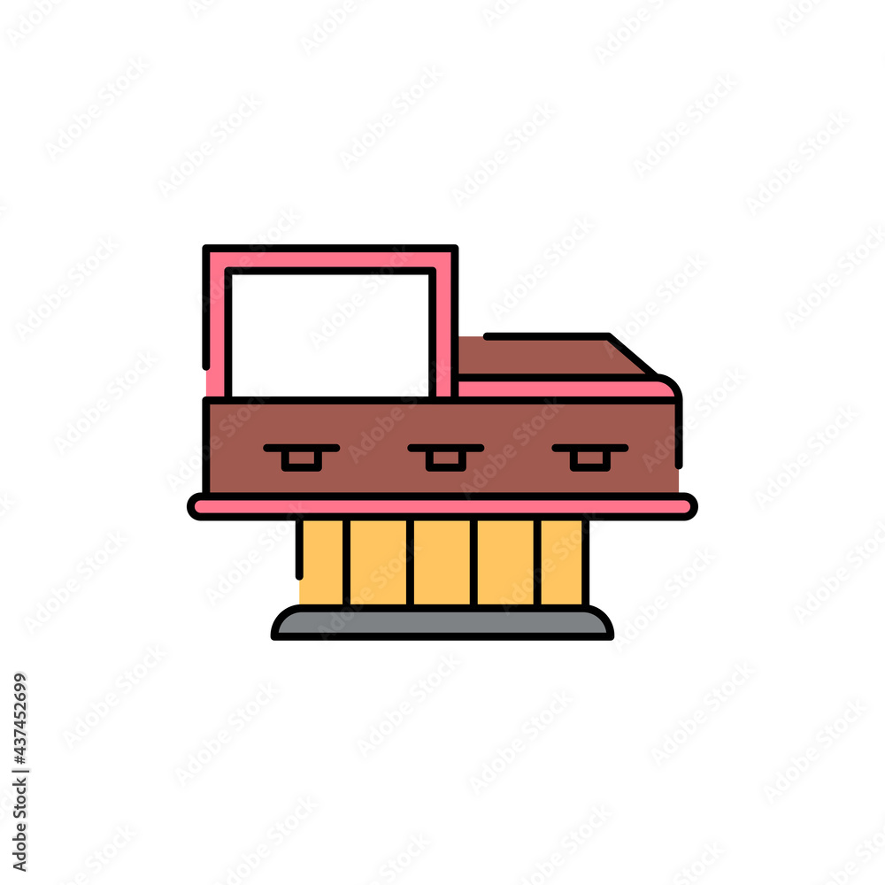 Poster coffin line color icon. isolated vector element. outline pictogram