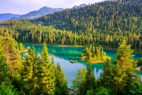 Caumasee lake in Flims, swiss Alps, Switzerland