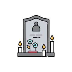Gravestone line color icon. Religion. Sign for web page