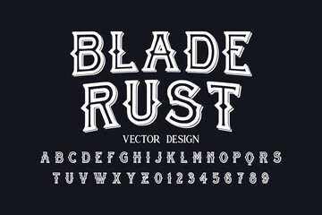 vintage font, purple and white background, vector alphabet, letters and numbers, typography