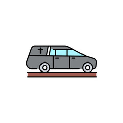 Hearse car line color icon. Religion. Sign for web page