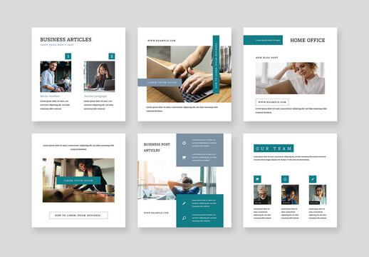 Clean Business Social Media Layouts with Teal Accents