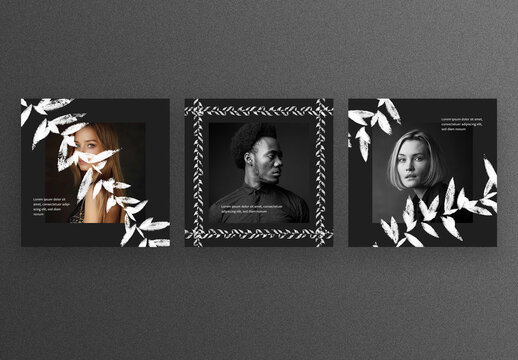 Dark Social Layouts with White Contrast Elements