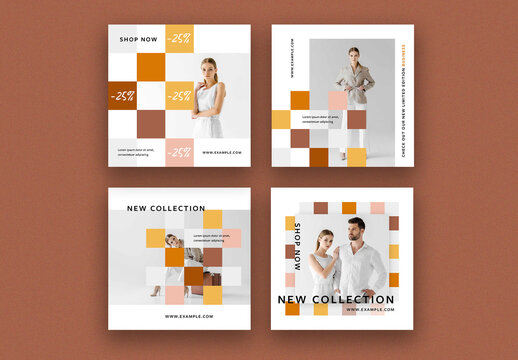 Sale Social Media Layouts with White and Pink Dots