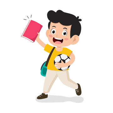 Back to school. Cute little boy kid happy smile at school on the first day of school. Children with student bags and books for learning. character vector illustration.
