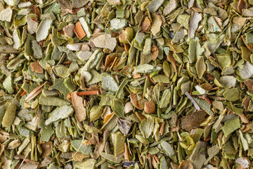 Background made of middle eastern traditional spice . Top view.A mixture of different spices close up. Textures of colorful spices and condiments.