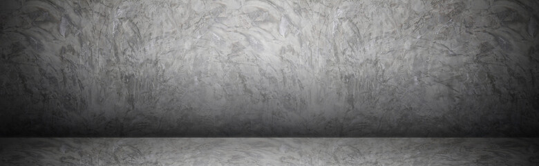 Dark gray abstract concrete cement wall  with copy space for design : Panoramic banner
