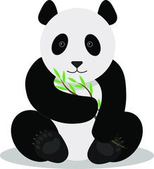 Cute panda with bamboo. Cute drawing of a panda bear with a bamboo branch in its paws.
