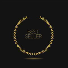 Goldel laurel wreath best seller label. Vector